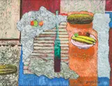 Andrzej Borowski, Martwa natura z bananami, 1996 r., 1996, olej, płótno