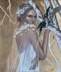 Alicja Rekowska, Bez tytułu, 2017, 2017, olej, złocenie, płótno