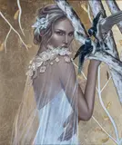 Alicja Rekowska, Bez tytułu, 2017, 2017, olej, złocenie, płótno