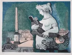 Alice Halicka, Plac de la Concorde w Paryżu, 1955 r., 1955, litografia, papier, 45