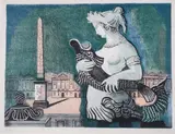 Alice Halicka, Plac de la Concorde w Paryżu, 1955 r., 1955, litografia, papier, 45