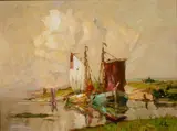 Rudolf Priebe, Dwie łodzie, olej, płótno