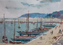 Antoni Suchanek, Port jachtowy w Gdyni, olej, tektura