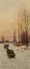 Stanisław Miarczyński, Wyjazd na polowanie, 1903, 1903, olej, płótno naklejone na tekturę, 74