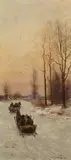 Stanisław Miarczyński, Wyjazd na polowanie, 1903, 1903, olej, płótno naklejone na tekturę, 74