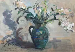 Antoni Suchanek, Wazon z kwiatami, 1958 r., 1958, tempera, karton