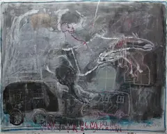 Henryk Cześnik, Poszkodowani na bani, 2002, 2002, technika mieszana, papier