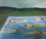 Katarzyna Karpowicz, Basen i dzieci, 2019, 2019, olej, płótno