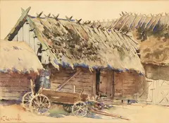 Emil Lindeman, Pejzaż wiejski, akwarela, papier, 22