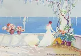 Dama na tarasie by Bronisława Rychter-Janowska, gwasz, papier, 9, sold Sep 2022