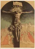 Leon Wyczółkowski, Krucyfiks Królowej Jadwigi z katedry na Wawelu, 1915 r., 1915, litografia barwna, papier