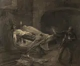 Stanisław Bagieński, Na marach, 1907 r., 1907, ołówek, pastel, papier