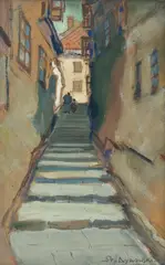 Stanisław Dybowski, Kamienne schodki, gwasz, papier