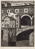 Tadeusz (syn) Cieślewski, Ponte Vecchio we Florencji, 1938 r., 1938, drzeworyt, papier
