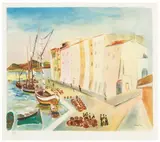 Moïse Kisling, Port w Saint Tropez, litografia barwna, papier