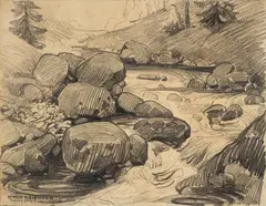 Henryk Uziemblo, Dolina Strążyska, 1916 r., 1916, ołówek, papier, 23