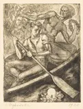 Rzucanie wianków z cyklu Sobótki, 1930 r. by Irena Dybowska - Jasińska, 1930, akwaforta, papier, 16, sold Sep 2022
