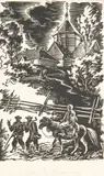 Edmund Ludwik Bartłomiejczyk, Scena huculska, drzeworyt, papier