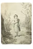 Walery Eljasz Radzikowski, Dziewczynka w ogrodzie, akwarela, papier Angerera, 33