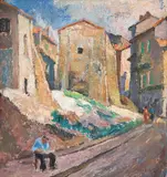 Mela Muter, Obraz dwustronny: Uliczka w Awinionie (l. 40. XX w.) / Wnętrze domu baskijskiego ok. 1913–1914