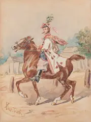 Krakus by Juliusz Kossak, akwarela, papier, 19, sold Aug 2022