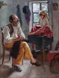 Maria Klass-Kazanowska, Podczas lektury, 1886 r., 1886, olej, płótno