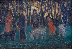 Emil Krcha, Madonna pośród drzew, przed 1929 r., olej, tektura