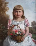 Carl Breitbach, Dziewczynka z polnymi kwiatkami, 1888 r., 1888, olej, płótno