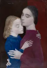 Alice Halicka, W objęciach / Alegoryczny autoportret artystki z córką, 1942 r., 1942, olej, płótno