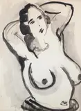 Emmanuel Katz, Akt, akwarela, papier, 58