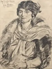 Józef Mehoffer, Portret kobiety, 1929, 1929, węgiel, papier, 61