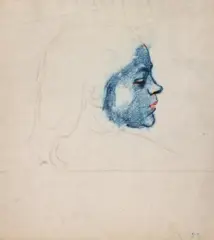 Józef Mehoffer, Portret dziewczęcy, ołówek, kredka, papier
