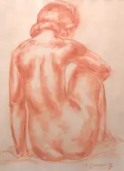 Samuel Granowsky, Siedząca tyłem, sangwina, papier, 62
