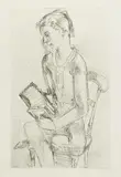 Eugeniusz Zak, Chłopiec z harmonią, 1929, 1929, miękki werniks, papier