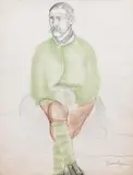 Simon Mondzain, Portret siedzącego mężczyzny, ołówek, kredka, papier
