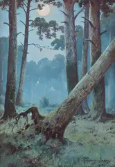 Józef Guranowski, Leśny nokturn, 1914, 1914, gwasz, papier, 32