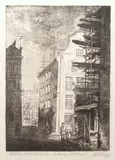 Stanisław Rolicz, Gdańsk. Ulica Pocztowa, 1956, 1956, akwaforta, akwatinta, papier
