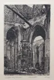 Stanisław Rolicz, Wnętrze kościoła św. Katarzyny w Gdańsku, z cyklu „Ruiny Gdańska”, 1945, 1945, akwaforta, papier