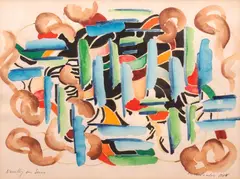 Marek Oberländer, Kompozycja, 1974 r., 1974, akwarela, papier