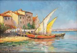 Widok włoski by Eugeniusz Dzierżencki, olej, tektura, sold Jul 2022