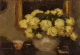 Alfons Karpiński, Żółte róże, olej, tektura