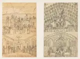 Nikifor Krynicki, Niebo - dyptyk, 1961 r., 1961, ołówek, papier, praca dwustronna współoprawna