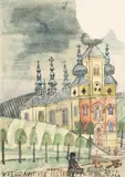Nikifor w drodze do pracy, l. 30-40 XX w. by Nikifor Krynicki, akwarela, papier, 29, sold Jul 2022
