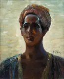 Adolf Behrmann, Portret mężczyzny w turbanie, olej, płyta