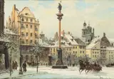 Plac Zamkowy by Władysław Chmieliński, olej, płótno, sold Jul 2022