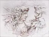 Daniel Pawłowski, Mysterium, 2019, 2019, tusz, olej, papier