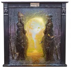 Portal XV, 2022 by Arkadiusz Dzielawski, 2022, technika własna (olej, płyta, ręcznie rzeźbiona rama), sold Jun 2022