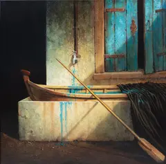 Siegfried Zademack, Spielplatz hinterm Haus, 2013, 2013, olej, płótno