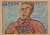 Portret mężczyzny z książką by Nikifor Krynicki, kredki, papier, 7, sold Jun 2022