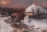 Jan Konarski, Wieczorna sanna, olej, deska